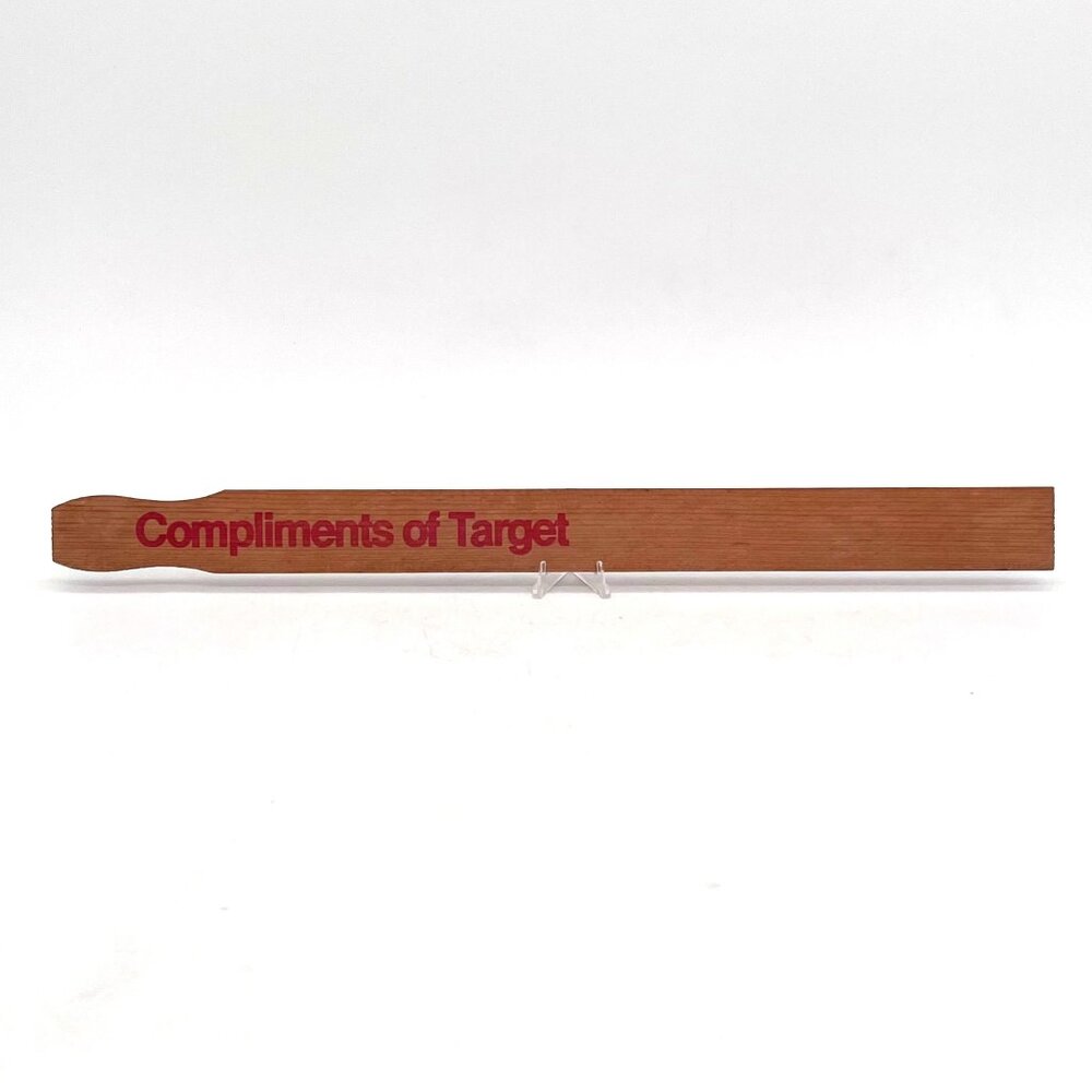 Vintage Compliments of Target Branded Wooden Paint Stir Stick Red Lettering 14" - Picture 2 of 9